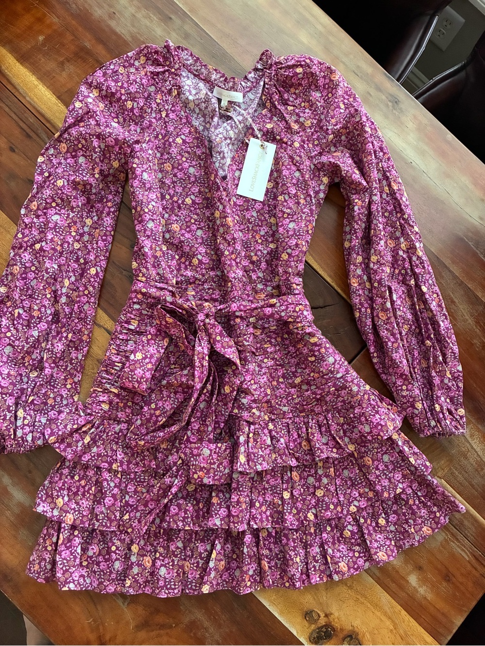 LoveShackFancy Rina Mini dress in cherry wine size 6 NWT
